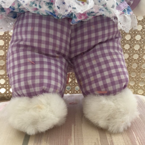 2 NWT Easter Bunny Rabbit White Wearing lace and gingham stuffed animals - Picture 5 of 16